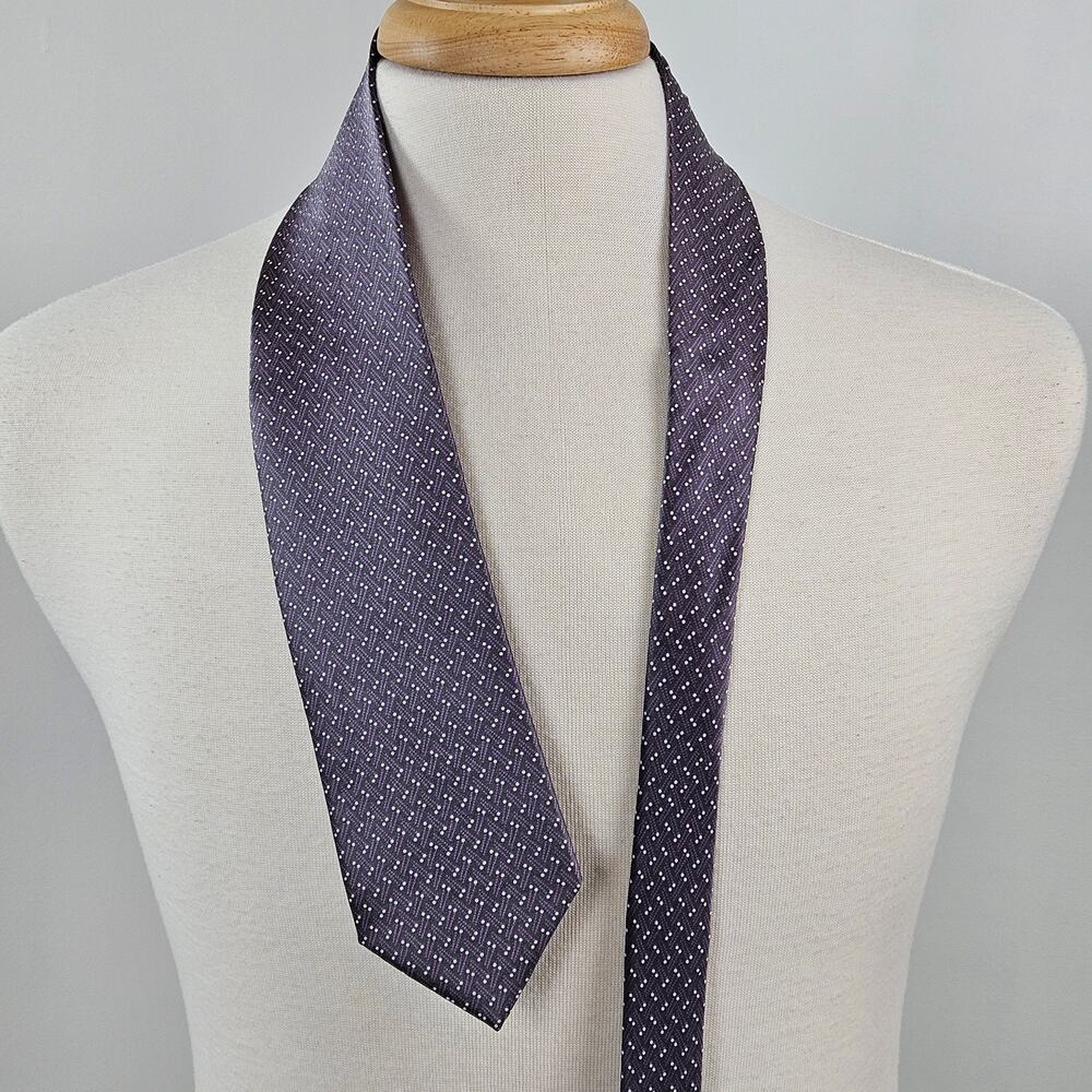 Lanvin Purple Silk Print Tie Men's Necktie | MINOR FLAW